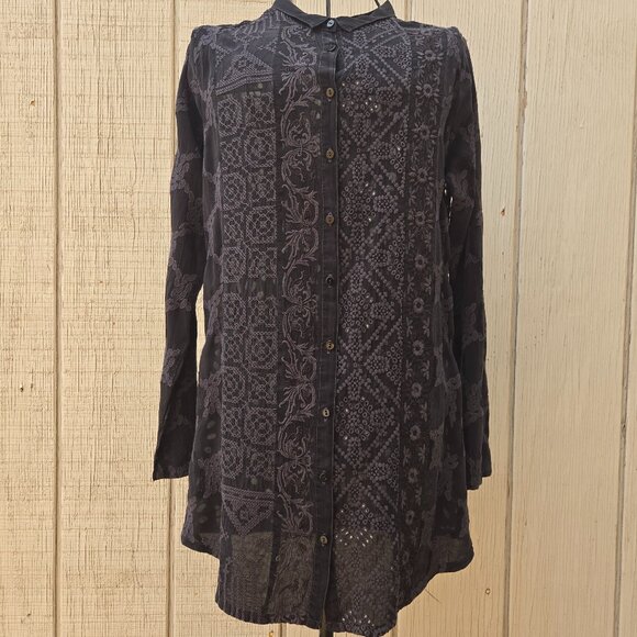 NWT Johnny Was Black Eyelet Boho Tunic - Picture 7 of 9